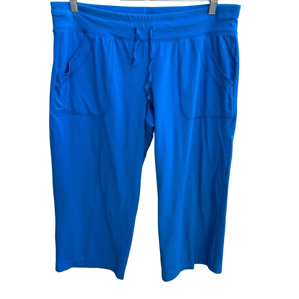 Danskin Now Athleisure Yoga Workout Loungewear Relaxed Fit Capri Pants Blue L